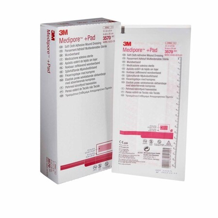 3M Medipore Adhesive Dressing 3-1/2 X 8 Inch Soft Cloth Rectangle White Sterile, 100PK 3570